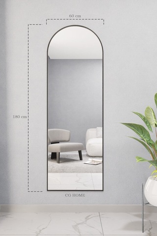 Dekoratif Ayna Oval Boy Ayna Duvar Aynası 180x60 Cm 180 X 60 Siyah 18061806775 Siyah