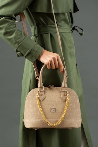 Just Polo Kadın Zincir Detaylı Lüks El Ve Omuz Çantası Shopper Ebat : 25x22 Cm Vizon