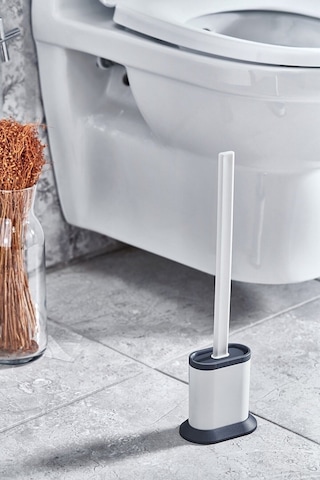 İndecor Houseware Antibakteriyel Silikon Uçlu Tuvalet Fırçası Seti - Tuvalet Ve Klozet Temizleme Fırçası - Beyaz