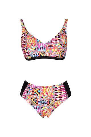 Endeep Beria Kadın Pembe Geometrik Desenli Toparlayıcı Askılı Bikini Takımı Pembe
