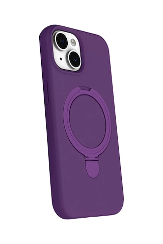 Newface Apple, Uyumlu iPhone 15 Plus Regal Magsafe Standlı Kapak - Derin Mor