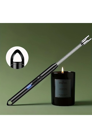 Elmpaly 1 Adet Şarj Edilebilir Usb Çakmak Siyah Üçgen Kancalı Ark Çakmak Mum Ocak Barbekü Kamp İçin Taşınabilir Altın