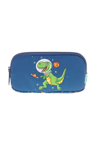 Kaukko Kids Lacivert Yeşil, Sevimli Dinazor, Erkek Çocuk Üç Gözlü Okul Kalem Çantası - L8252 Lacivert