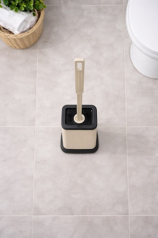 Tuvalet Fırçası Standlı, Modern Banyo Wc Temizleme Fırçası Kare Bej S-220 Bej