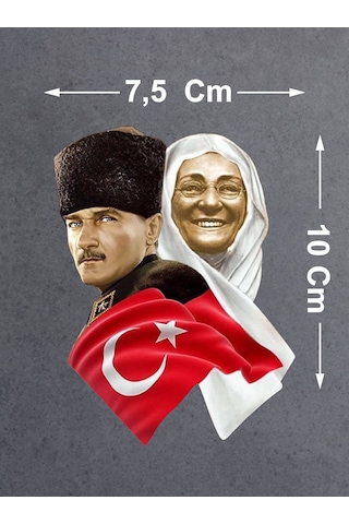 Atatürk Ve Zübeyde Hanım Sticker - Araba Oto Motosiklet Karavan Sticker - 00624 10X7,5 Cm