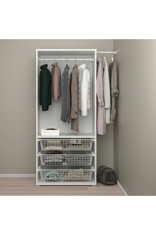 Ikea Beyaz Sağlam Kapaklı Gardırop 127x57x181 Cm