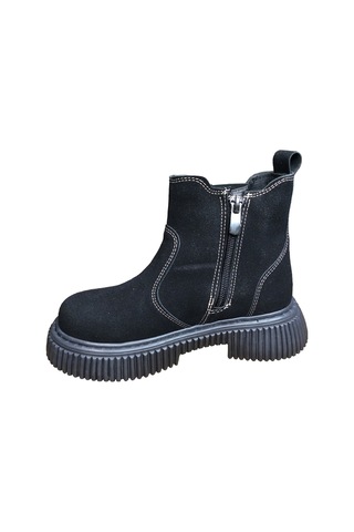 Ortopedikal 1087 Filet Unisex Erkek Ve Kız Çocuk Bot Siyah Süet Yanı Lastikli Ve Fermuarlı Anatomik Siyah