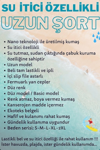 Lacivert Uzun Boy Basic Model Su İtici Özellikli Düz Renk Erkek Plaj Deniz Şort Mayo - 2206-lacivert 001