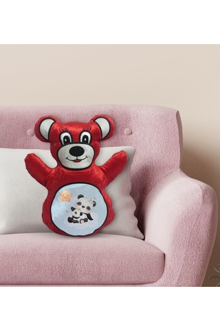 Bk Gift Sevimli Pandalar Tasarımlı Kırmızı Ayıcık Yastık-4