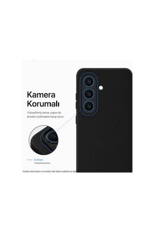 Samsung Galaxy Uyumlu A34 Kılıf Premium Mat İnce Kamera Korumalı Silikon Kapak Siyah