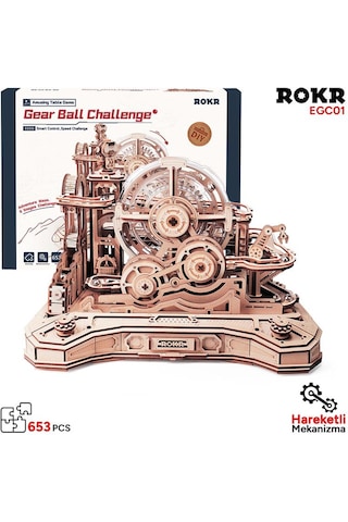 Rokr Egc01 Gear Ball Challenge Dıy Minyatür Maket Model Seti Ahşap 3d Wooden Puzzle 3d Model Kit Detaylı Dekoratif Hobi Seti Ahşap Maket