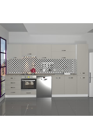 Decoraktiv Elite 325yq Ankastre Fırın Modüllü Mdf Hazır Mutfak Dolabı - Tezgah Dahil - Kumtaşı Kum Beji
