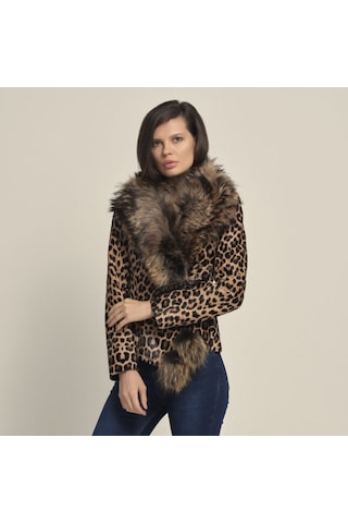 Rouge Kürklü Kadın Deri Mont P253lk Leopar