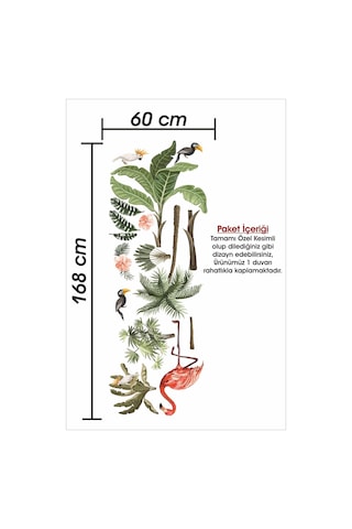MSticker Flamingo Ve Kuşlar Safari Tropikal Hayvanlar Ve Ağaçlar Çocuk Bebek Odası Duvar Sticker