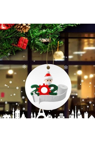 Fortunelane 2020 Evde İzole Anısına Ahşap Noel Ağacı, 4 Adet, 8cm, Kolay Asma, Özel Hediye