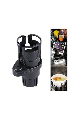 Araç İçi 360 Derece Dönen 2'li Bardaklıklı Açılarak Ayarlanabilir Bardak Tutucu Aparat Çok Renkli