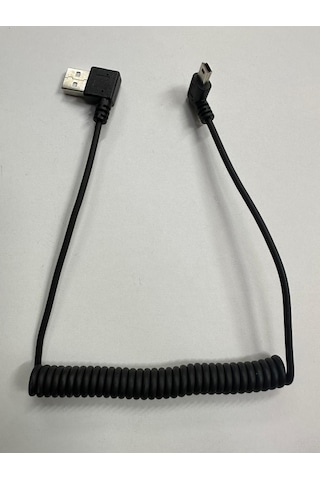 90 Derece 5 Pin Spiral Kablo 90 Derece Mini Usb Spiral Kablo 1 Metre