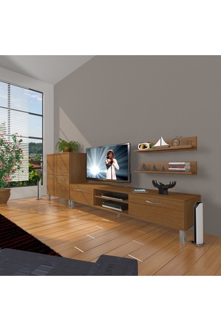 Decoraktiv Eko On Mdf Dvd Krom Ayaklı Tv Ünitesi Tv Sehpası Ceviz