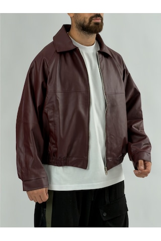 Cocopelli Bordo Bomber Erkek Deri Ceket Coc3471