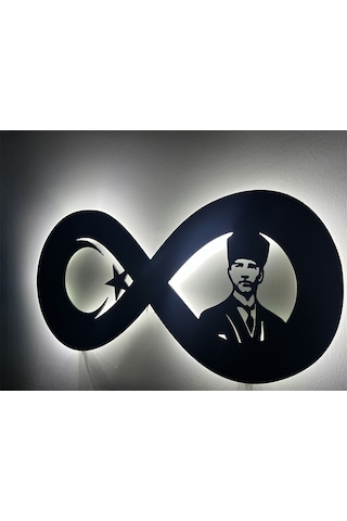 Dgrk Sonsuzluk Atatürk Led Işıklı Tasarım Tablo Ahşap Dekorotif D