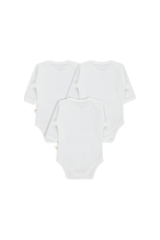 Civil Baby Düz Uzun Kol 3 Lü 3-9 Ay Çıtçıtlı Badi - Beyaz