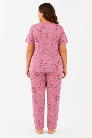 Pemilo Kadın 7932 Kısa Kol Bambu Büyük Beden Pijama Takımı GÜL KURUSU