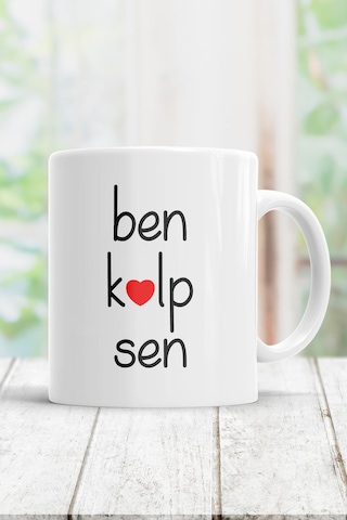 Ben Kalp Sen Kupa Bardak Beyaz