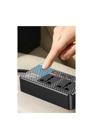 Coverzone Vc07 200w Araç İçi İnvertör 220v Ac Güç Dönüştürücü, 2 Ac Priz, 2 Usb-a Qc3.0, 2 Usb-c Pd Hızlı Şarj, 12v Çakmak Girişli, 50 Cm Kablolu Car Power Inverter Yesido Vc07