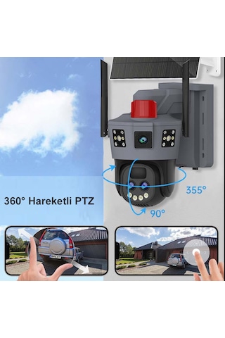 Okam Pro 6020 Solar Güneş Enerjili 4g Sim Kartlı 15mp 3 Lens 10x Optik Zoom Güvenlik Kamerası