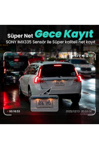 360+ Botslab G500H Pro ADAS Ön 3K QHD -Arka 1080P FHD 150° Açı WiFi+GPS Gece Görüşlü Araç İçi Kamera