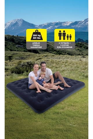 Terravita 20256-5 King Size Flocked Şişme Yatak 20256-5 203 x 183 x 22 CM Lacivert