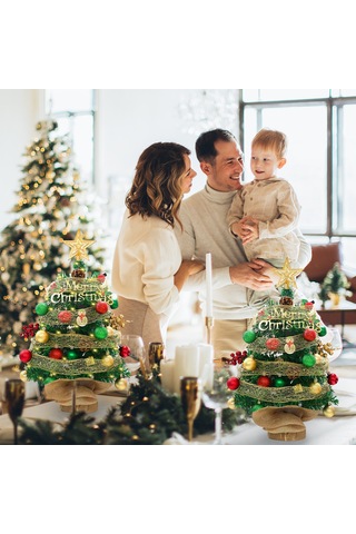 Suofeng 45cm Pvc Yeşil Masaüstü Noel Ağacı Seti - Dıy Yıldız Şeritli, Aydınlatmasız, Ev/restoran Dekorasyonu, Stüdyo Ve Sofra Süsleri Çok Renkli