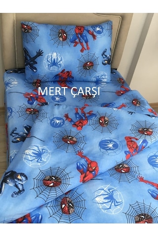 Lionas Tek Kişilik Spiderman Nevresim Çarşaf Takımı Mavi