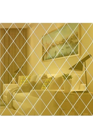 Novahub Eşkenar Dörtgen Akrilik Ayna Dekor, Altın Orta Arka Diğer