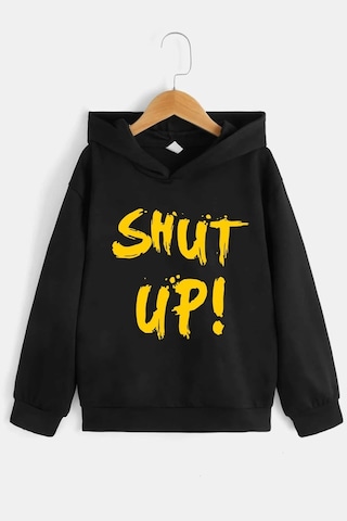 Çocuk Shut Up Baskılı Sweatshirt Siyah