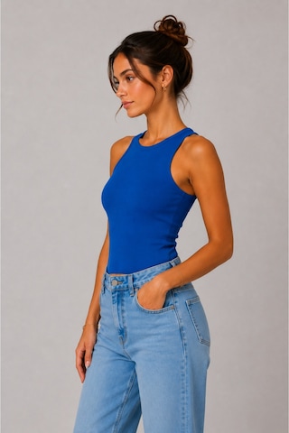 Parshey Kadın Slim Fit Halter Yaka Kolsuz Basic Atlet Body Koyu Mavi