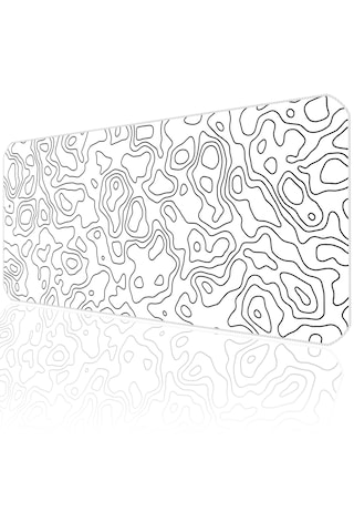 White Topography Map Mp077030 İlyuka Gaming Oyuncu Mousepad 70x30