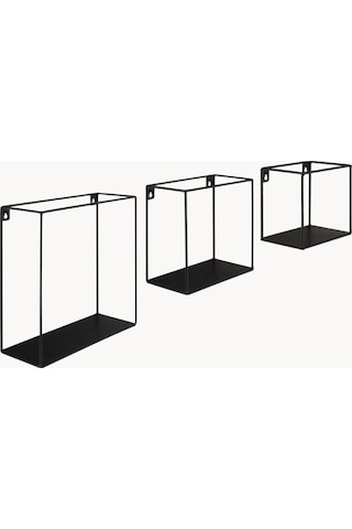 Nil Metal Saclı Duvar Rafı 3'lü Set Siyah