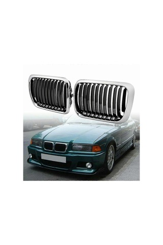 E36 Izgara, Siyah Böbrek Ön Tampon Böbrek Izgarası Izgaraları - E36 3 Serisi 318ı 323ı 328ı M3 1997-1999156 Siyah Gümüş