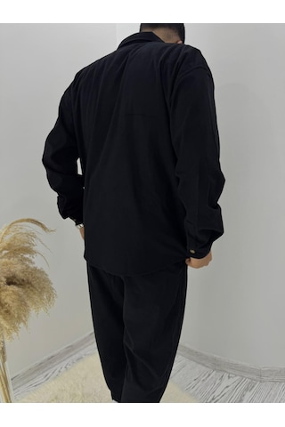 La Boum Kadife Gömlek Pantalon İkili Takım - Rahat Kesim Gri