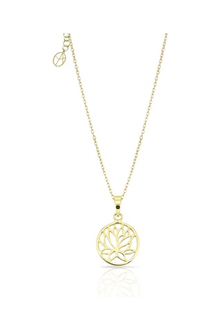 Oya Silver 24k Altın Kaplama Gümüş Lotus Çiçeği Kolye 2.4x0.9cm Oyot393