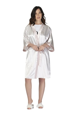 U&me Bride Stripe Saten Sabahlık Pudra Um201124012 R077 Pudra