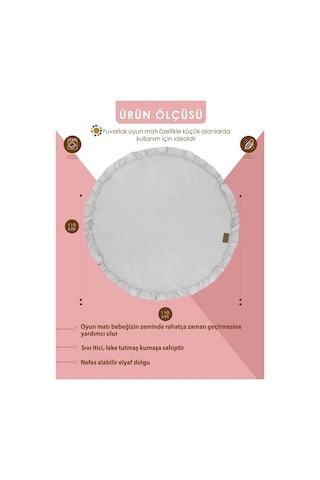 Mordesign Bebek/çocuk Oyun Halısı, Yenidoğan Emekleme Pedi, Aktivite Matı, Çok Amaçlı Minder, Kampçı Serisi 110 X 110 Gri
