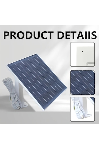 Elmpaly Ayarlanabilir Güvenlik Kamerası Güneş Paneli Şarj Cihazı - 8w Beyaz, Su Geçirmez Ve Verimli