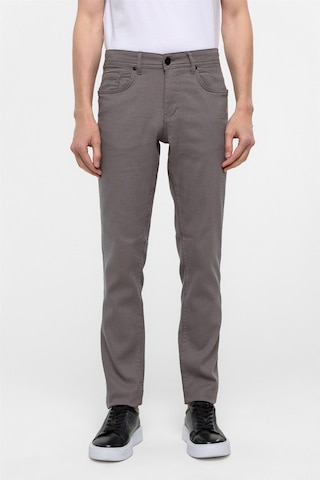 Süvari Gri Slim Fit 5 Cep Kalıp Armürlü Kanvas Pantolon