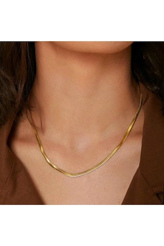Gold Bileklik Kolye Takım Set İtalyan Ezme Çelik Zincir Kolye Bil Çok Renkli