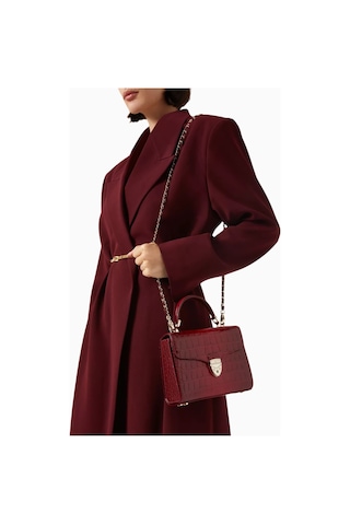 Aspinal Of London Midi Mayfair Kırmızı Ombré Croc Deri Top Sap Çanta Omuz Çantası Koyu Kırmızı