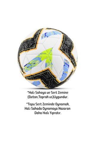 Telvesse Futbol Topu Lightning Sert Zemin Halı Saha Futbol Topu Hibrit No:5 Çok Renkli