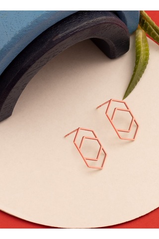 925 Ayar Gümüş İç İçe Altıgen Küpe