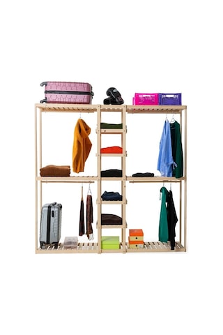 Doğal Çam Ahşap Açık Elbise Dolabı Diğer